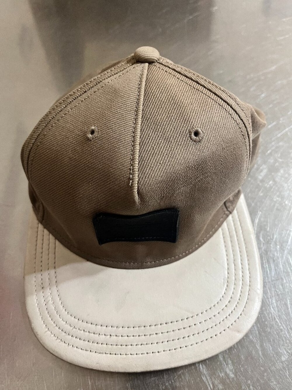COACH Two-tone Khaki-White Flat-Brim Baseball Cap